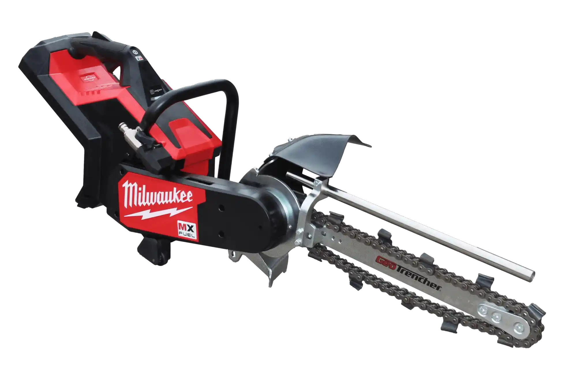 <h1><strong>Milwaukee Mini Trencher 400-mm GeoTrencher</strong></h1> The <strong>GeoTrencher – 400mm Trencher</strong>, powered by the advanced <strong>Milwaukee MX FUEL™</strong> system, is a game-changer for trenching applications. Designed for precision, reliability, and performance, this complete system includes the milwaukee mini trencher unit pre-assembled with GeoTrencher’s custom attachment and two <strong>standard geo trenching chains</strong>. This innovative solution is compatible with Milwaukee’s <strong>MX FUEL™ batteries</strong>, offering unparalleled power without the hassle of petrol. With a variety of battery options available, you can tailor the system to meet your project’s specific needs. <h4>What’s Included:</h4> <ul> <li>(1) 400mm Trencher (Pre-assembled GeoTrencher Attachment)</li> <li>(2) Standard 38mm wide Geo Trenching Chains</li> <li><strong>Battery and Charger Sold Separately</strong></li> <li>Milwaukee’s MXFCOS350G2 (Tool Only)</li> </ul> milwaukee mini trencher