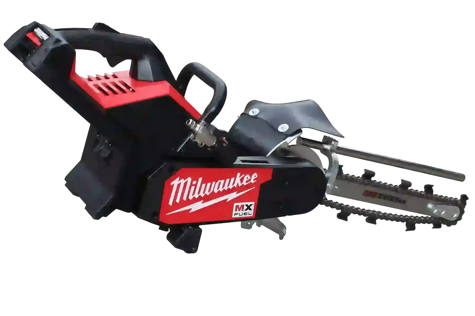 <h1><strong>Milwaukee Mini Trencher 400-mm GeoTrencher</strong></h1> The <strong>GeoTrencher – 400mm Trencher</strong>, powered by the advanced <strong>Milwaukee MX FUEL™</strong> system, is a game-changer for trenching applications. Designed for precision, reliability, and performance, this complete system includes the milwaukee mini trencher unit pre-assembled with GeoTrencher’s custom attachment and two <strong>standard geo trenching chains</strong>. This innovative solution is compatible with Milwaukee’s <strong>MX FUEL™ batteries</strong>, offering unparalleled power without the hassle of petrol. With a variety of battery options available, you can tailor the system to meet your project’s specific needs. <h4>What’s Included:</h4> <ul> <li>(1) 400mm Trencher (Pre-assembled GeoTrencher Attachment)</li> <li>(2) Standard 38mm wide Geo Trenching Chains</li> <li><strong>Battery and Charger Sold Separately</strong></li> <li>Milwaukee’s MXFCOS350G2 (Tool Only)</li> </ul> a nice photo of the Milwaukee Powered GeoTrenher