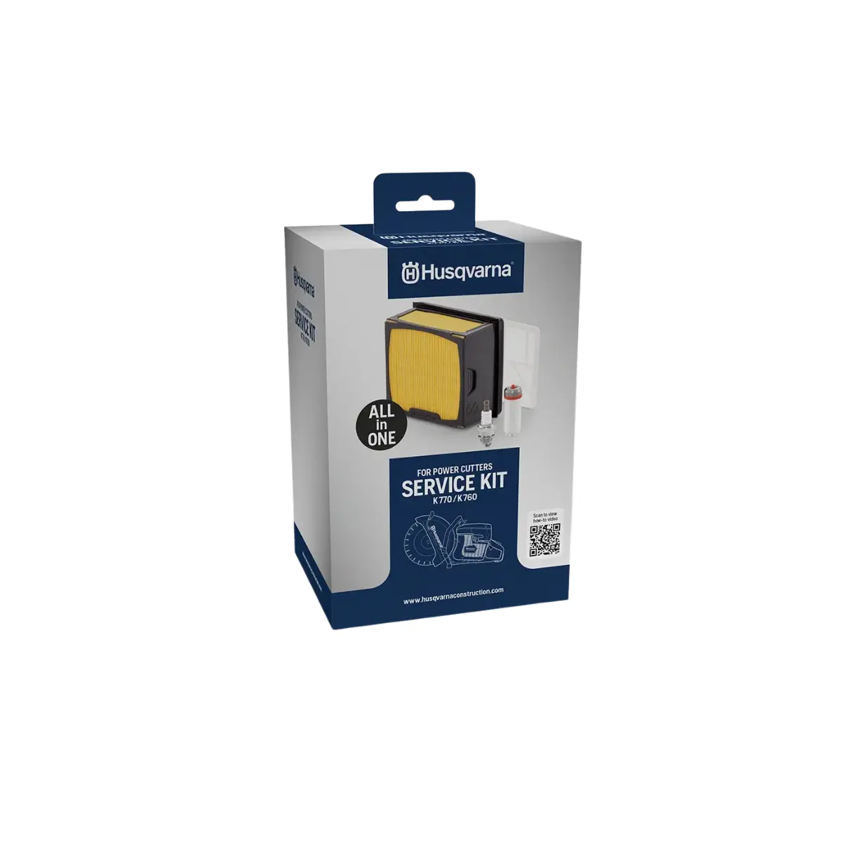 HUSQVARNA K770 Service Kit 546903001 is a genuine maintenance kit for Husqvarna K770 power cutters, including an air filter, fuel filter and spark plug to support reliable performance. HUSQVARNA K770 Service Kit